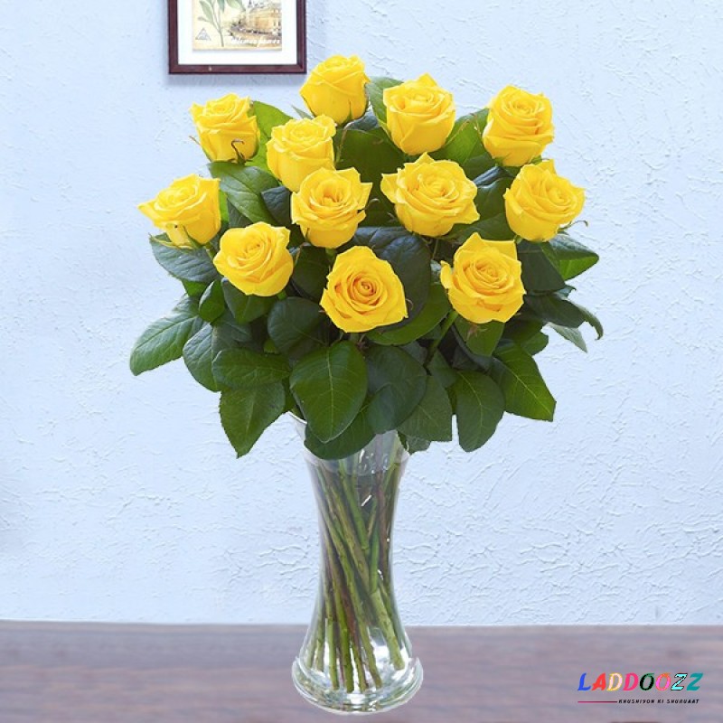 Yellow Roses Vase Bouquet 